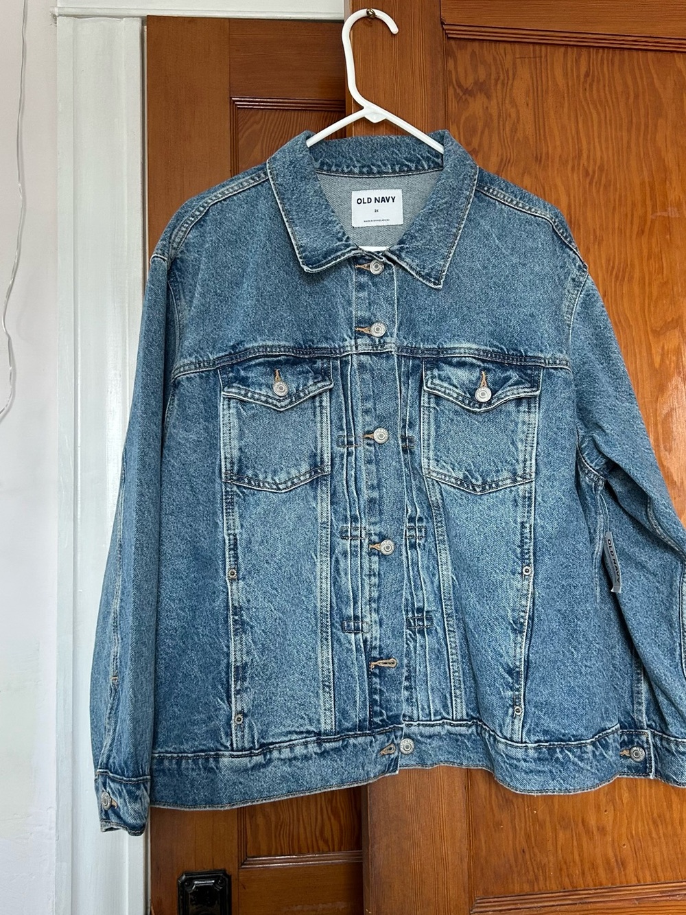 Old Navy Light Blue Denim Jacket with Contrast Stitching